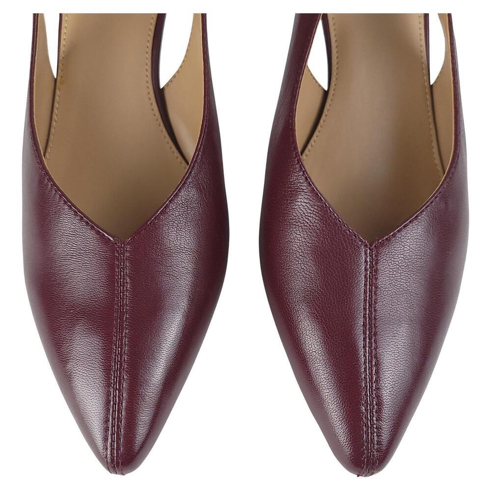 NWOB AEROSOLES Exit Ramp Heels 8M Burgundy Leather Slingback Pointed Toe - Picture 5 of 11